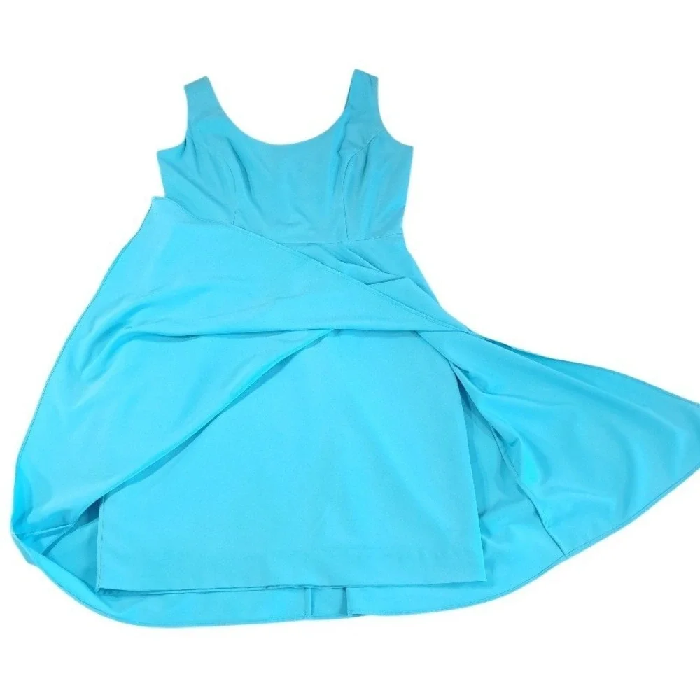 Belle Badgley Mischka Dress Size 4 Blue Sleeveless Layered Asymmetrical Cocktail